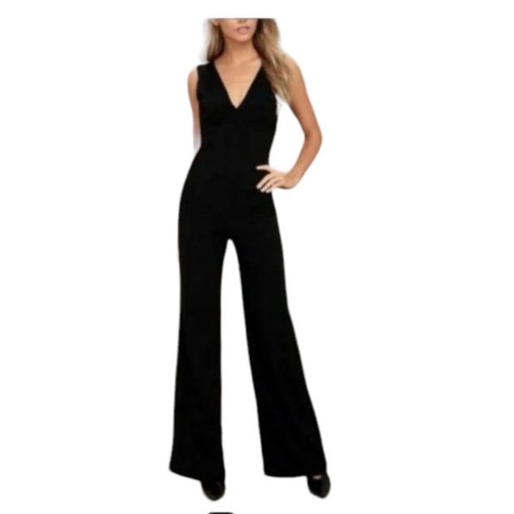 DREW Pants - Drew Anthropologie Black Sleeveless Faux Wrap Jumpsuit